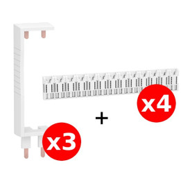 Schneider - Resi9 XE - LOT de 3 Peignes Verticale + 4 Horizontal 13M - Pour tableaux 4 rangées - Ref. : R9EXHS13x4+R9EXVx3