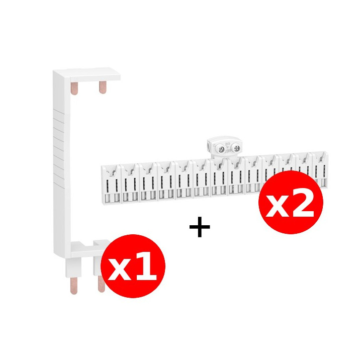 Schneider - Resi9 XE - LOT de Peignes 1 Verticale + 2 Horizontal 13M - Pour tableaux 2 rangées - Ref. : R9EXHC13x2+R9EXV