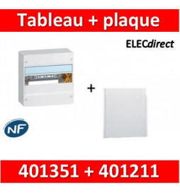 Legrand - Plaque de fond pour coffret ou rehausse 13M - 1R + tableau Legrand 13M - 401351+401211