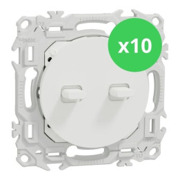 Schneider - Odace 2025 - LOT de 10 Double va-et-vient ou poussoir à levier - 10AX - Blanc craie - Réf : S920213 x 10