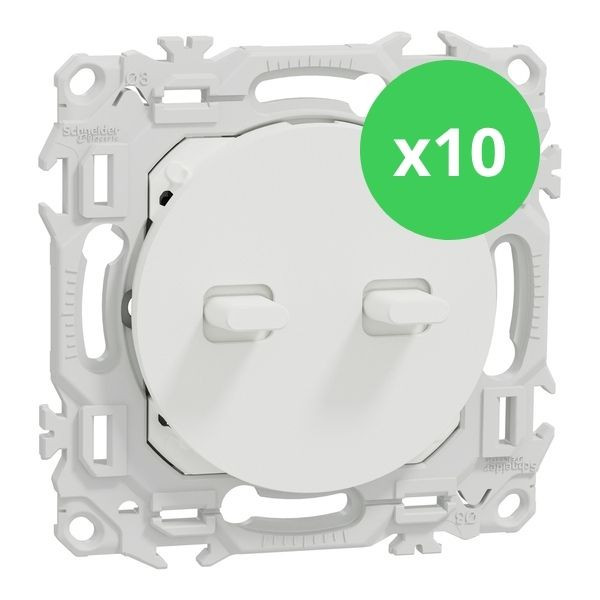 Schneider - Odace 2025 - LOT de 10 Double va-et-vient ou poussoir à levier - 10AX - Blanc craie - Réf : S920213 x 10