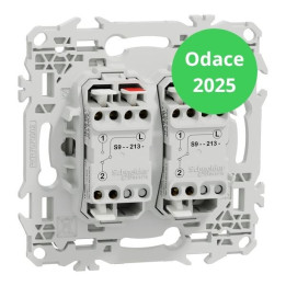Schneider - Odace 2025 - LOT de 10 Double va-et-vient ou poussoir à levier - 10AX - Blanc craie - Réf : S920213 x 10