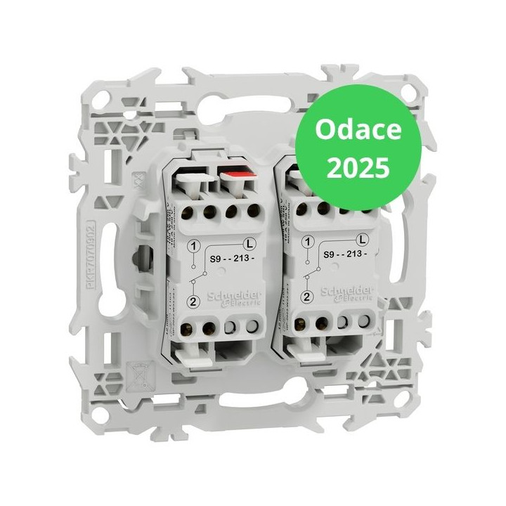 Schneider - Odace 2025 - LOT de 10 Double va-et-vient ou poussoir à levier - 10AX - Blanc craie - Réf : S920213 x 10