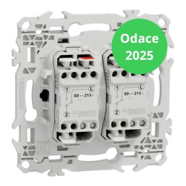 Schneider - Odace 2025 - LOT de 10 Double va-et-vient ou poussoir à levier - 10AX - Noir onyx - Réf : S940213 x 10