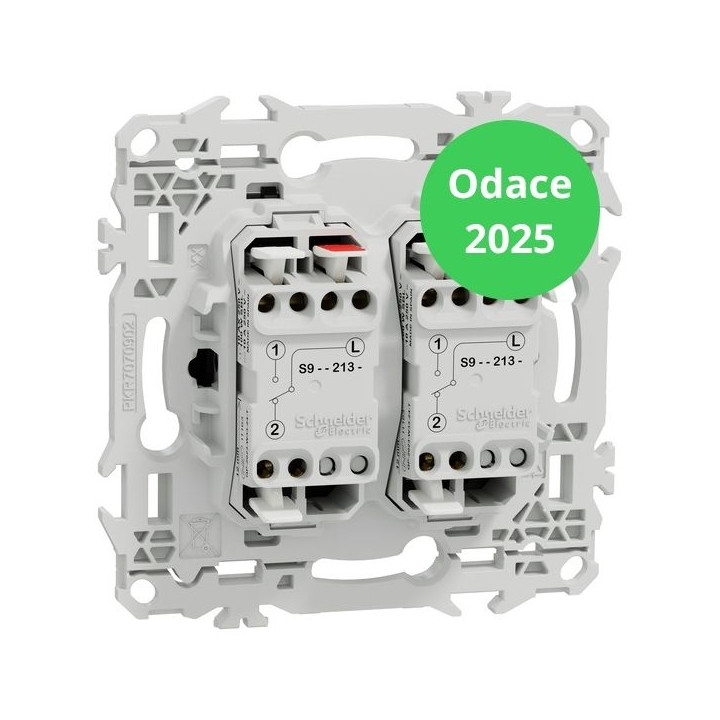 Schneider - Odace 2025 - LOT de 10 Double va-et-vient ou poussoir à levier - 10AX - Noir onyx - Réf : S940213 x 10