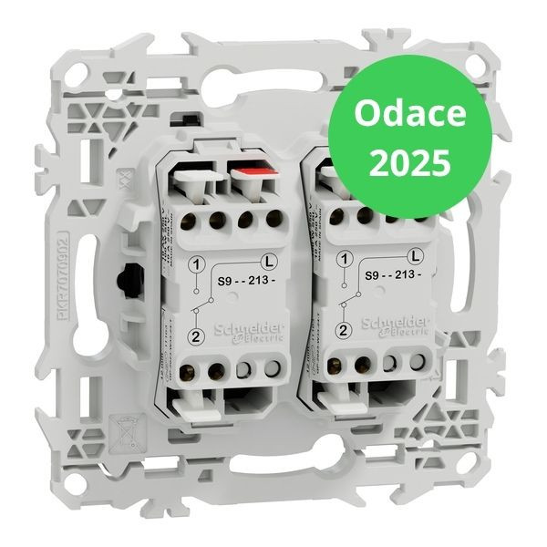 Schneider - Odace 2025 - LOT de 10 Double va-et-vient ou poussoir à levier - 10AX - Noir onyx - Réf : S940213 x 10