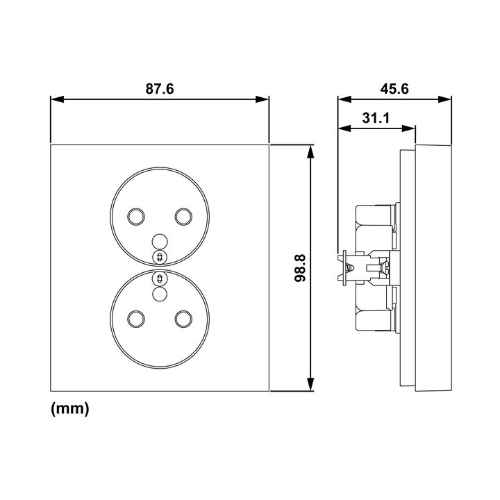 Schneider - Odace 2025 - LOT de 5 Double prise de courant 2P+T avec plaque - 1 poste - Blanc craie - Réf : S921089 x 5