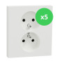 Schneider - Odace 2025 - LOT de 5 Double prise de courant 2P+T avec plaque - 1 poste - Blanc craie - Réf : S921089 x 5