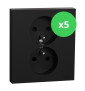 Schneider - Odace 2025 - LOT de 5 Double prise de courant 2P+T avec plaque - 1 poste - Noir onyx - Réf : S941089 x 5