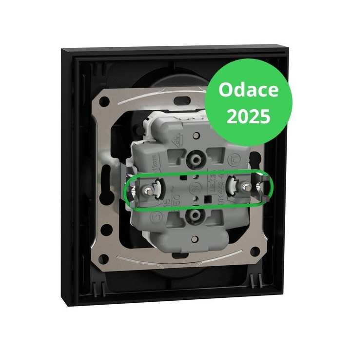 Schneider - Odace 2025 - LOT de 5 Double prise de courant 2P+T avec plaque - 1 poste - Noir onyx - Réf : S941089 x 5