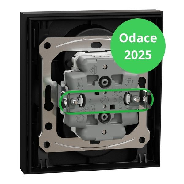 Schneider - Odace 2025 - LOT de 5 Double prise de courant 2P+T avec plaque - 1 poste - Noir onyx - Réf : S941089 x 5
