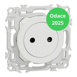 Schneider - Odace 2025 - Prise 2P affleurante - Bornes automatiques - Blanc craie - Réf : S920033