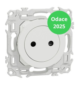 Schneider - Odace 2025 - Prise 2P affleurante - Bornes automatiques - Blanc craie