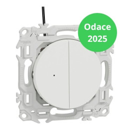Schneider - Odace 2025 - Double va-et-vient ou poussoir lumineux - LED 0,15mA - 10AX - Blanc craie - Réf : S920273