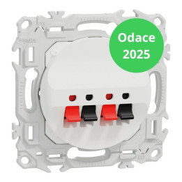 Schneider - Odace 2025 - Prise haut-parleurs double 2 sorties - à poussette - Blanc craie - Réf : S920488