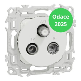 Schneider - Odace 2025 - Prise TV / FM / SAT - Sortie coaxiale - Blanc craie - Réf : S920461