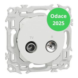 Schneider - Odace 2025 - Prise TV / FM - Sorties coaxiales - Blanc craie - Réf : S920451