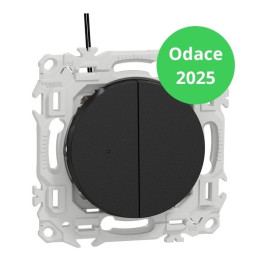 Schneider - Odace 2025 - Double va-et-vient ou poussoir lumineux - LED 0,15mA - 10AX - Noir onyx - Réf : S940273