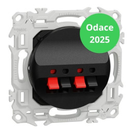 Schneider - Odace 2025 - Prise haut-parleurs double 2 sorties - à poussette - Noir onyx - Réf : S940488