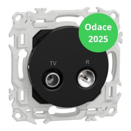 Schneider - Odace 2025 - Prise TV / FM - Sorties coaxiales - Noir onyx - Réf : S940451