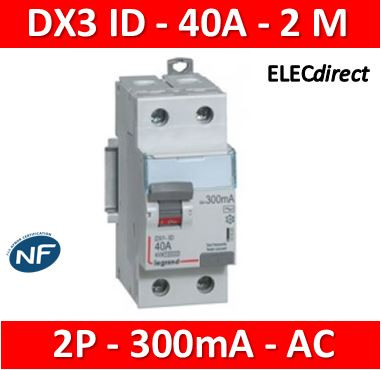LEGRAND - Inter Différentiel 2P - 40A - 30ma - VIS/AUTO - Type F - HPI  Départ Haut - 411644 - ELECdirect Vente Matériel Électrique