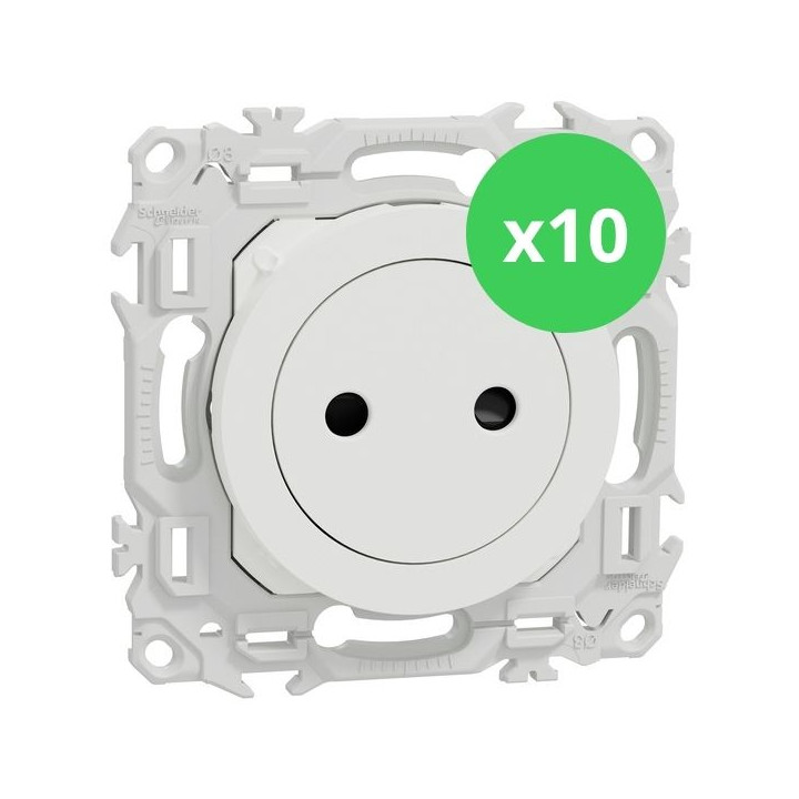 Schneider - Odace 2025 - LOT de 10 Prises 2P affleurante - Bornes automatiques - Blanc craie - Réf : S920033 x 10