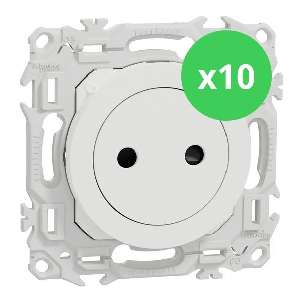 Schneider - Odace 2025 - LOT de 10 Prises 2P affleurante - Bornes automatiques - Blanc craie - Réf : S920033 x 10