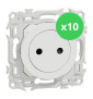 Schneider - Odace 2025 - LOT de 10 Prises 2P affleurante - Bornes automatiques - Blanc craie - Réf : S920033 x 10
