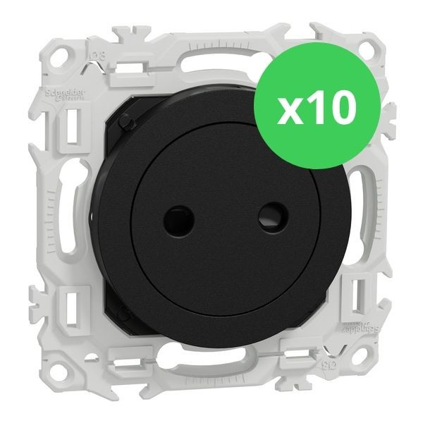 Schneider - Odace 2025 - LOT de 10 Prises 2P affleurante - Bornes automatiques - Noir onyx - Réf : S940033 x 10