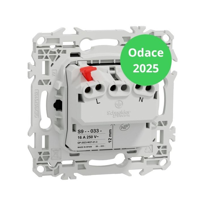 Schneider - Odace 2025 - LOT de 10 Prises 2P affleurante - Bornes automatiques - Noir onyx - Réf : S940033 x 10