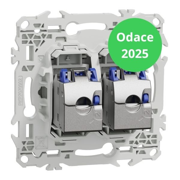 Schneider - Odace 2025 - LOT de 10 Prises double RJ45 - Cat6A STP grade 3TV - Blanc craie - Réf : S920487 x 10