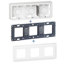 Legrand - KIT Cadre saillie 3 postes Mosaic - 3x2 Modules - Horizontal - Réf. : 080286+080253+277806L