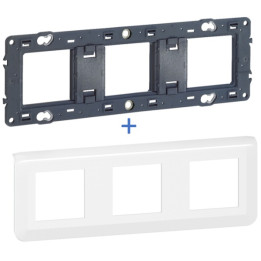 Legrand - Plaque 3 x 2 modules + Support Mosaic - 2 postes - Horizontal - Réf. : 080253 + 277806L