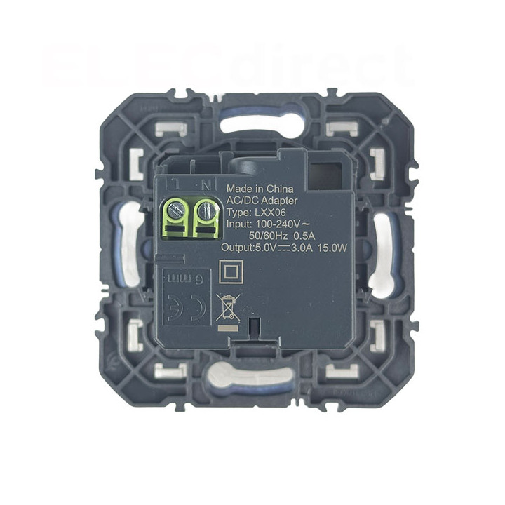Legrand - Dooxie - Double chargeur USB Type-C - 3A - 15W - Blanc - Réf : 600345