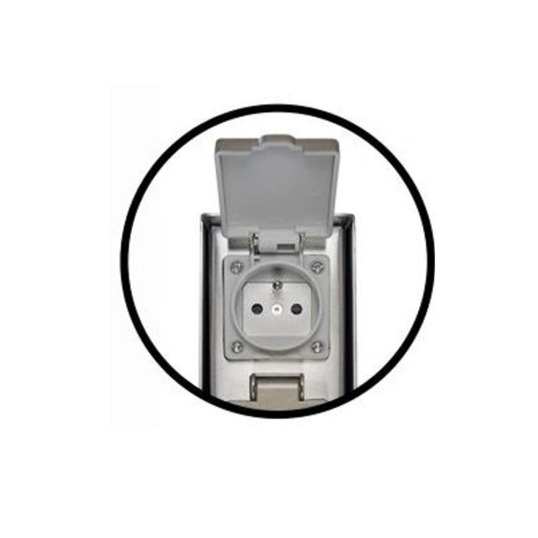 Philips - Poteau de jardin Inox - IP44 - avec 2 prises 2P+T - 230V - Réf : 171084746