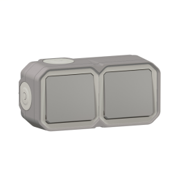 Legrand - Plexo L - Double interrupteurs ou Va et vient - Saillie - Gris - Ref. : 069672L+069511Lx2