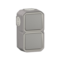Legrand - Plexo L - Double interrupteurs ou Va et vient - Saillie - Gris - Ref. : 069672L+069511Lx2