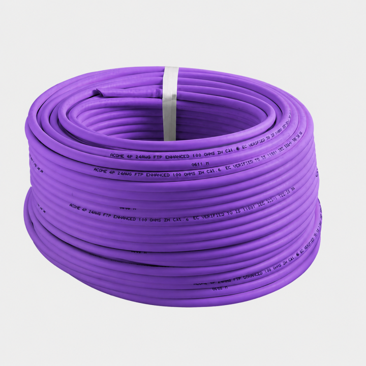 CAE - Câble RJ45 Catégorie 6A F/FTP 4P - Couronne de 100m - Violet - Réf : CAEF5554SH1
