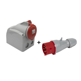 Legrand - Fiche mobile droite P17 IP44 32A - 380V~ à 415V~ - 3P+N+T - Mâle+socle - Réf. : 555239+555259
