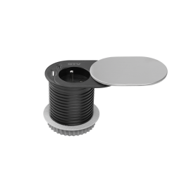 GTV Lighting - Multiprise encastrable SLIDE - 1 x PC 2P+T + 1 x USB Type A et C - Ø60mm - Aluminium - Réf : AE-BPW1U1UCH-51N