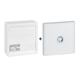 Legrand - Coffret VDI GRADE 2 avec brassage - 4 RJ45 / TV 2 sorties + Porte blanche - Réf. : 413248+401331