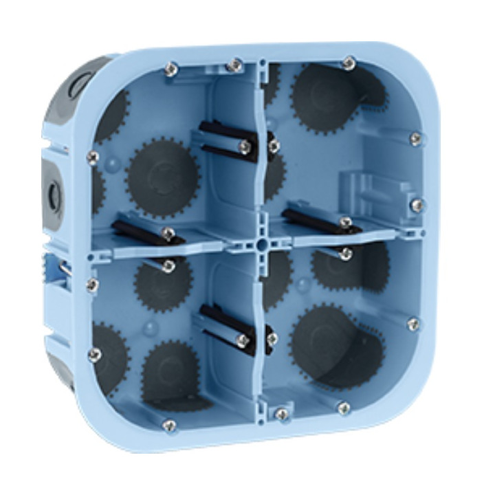 Eur'Ohm - XL Air'métic - Boîte d'encastrement - Etanche à l'air - 2x2 postes- Ø67 - P50 - Réf : 51017