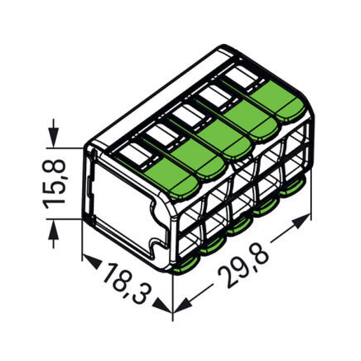 WAGO - Boîte de 15 Bornes GREEN Range auto fils Souple / Rigide 10 x (0.14 à 4mm2) - Réf : WAG 221-430