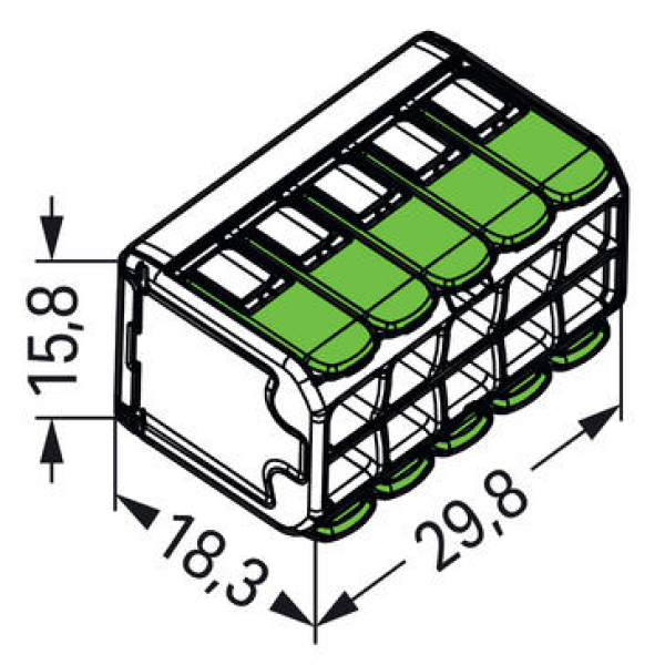 WAGO - Boîte de 15 Bornes GREEN Range auto fils Souple / Rigide 10 x (0.14 à 4mm2) - Réf : WAG 221-430