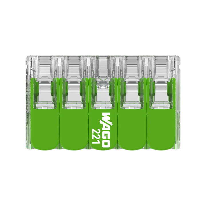 WAGO - Boîte de 15 Bornes GREEN Range auto fils Souple / Rigide 10 x (0.14 à 4mm2) - Réf : WAG 221-430