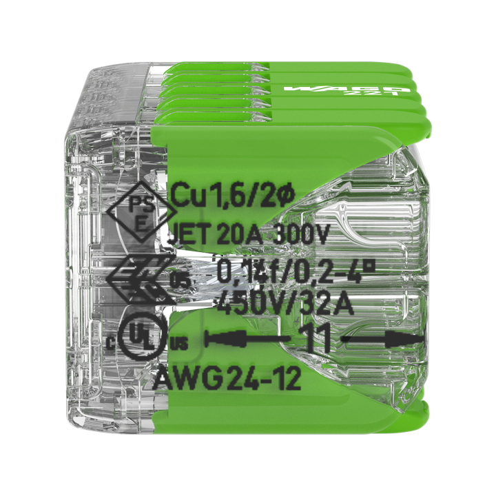 WAGO - Boîte de 15 Bornes GREEN Range auto fils Souple / Rigide 10 x (0.14 à 4mm2) - Réf : WAG 221-430