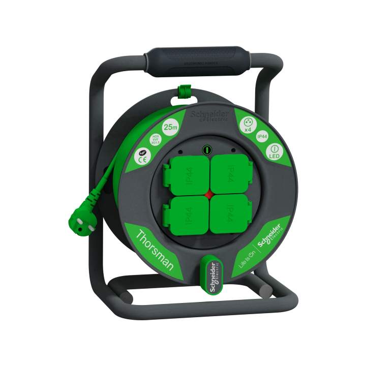 Schneider - Enrouleur/prolongateur de câble électrique Thorsman HO5VVF 3G1.5 - IP44 - 25m - Réf : IMT33145