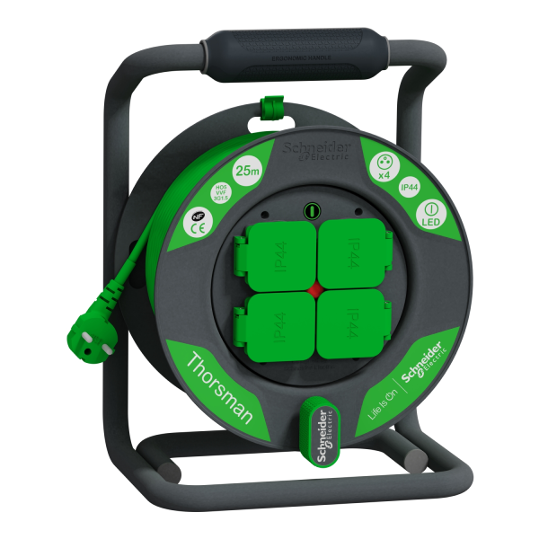 Schneider - Enrouleur/prolongateur de câble électrique Thorsman HO5VVF 3G1.5 - IP44 - 25m - Réf : IMT33145
