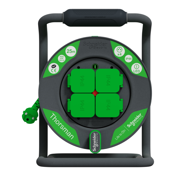 Schneider - Enrouleur/prolongateur de câble électrique Thorsman HO5VVF 3G1.5 - IP44 - 25m - Réf : IMT33145