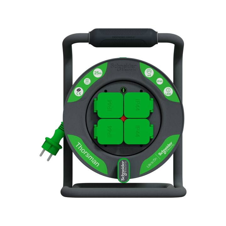 Schneider - Enrouleur/prolongateur de câble électrique Thorsman HO7RNF 3G2.5 - IP44 - 25m - Réf : IMT33150